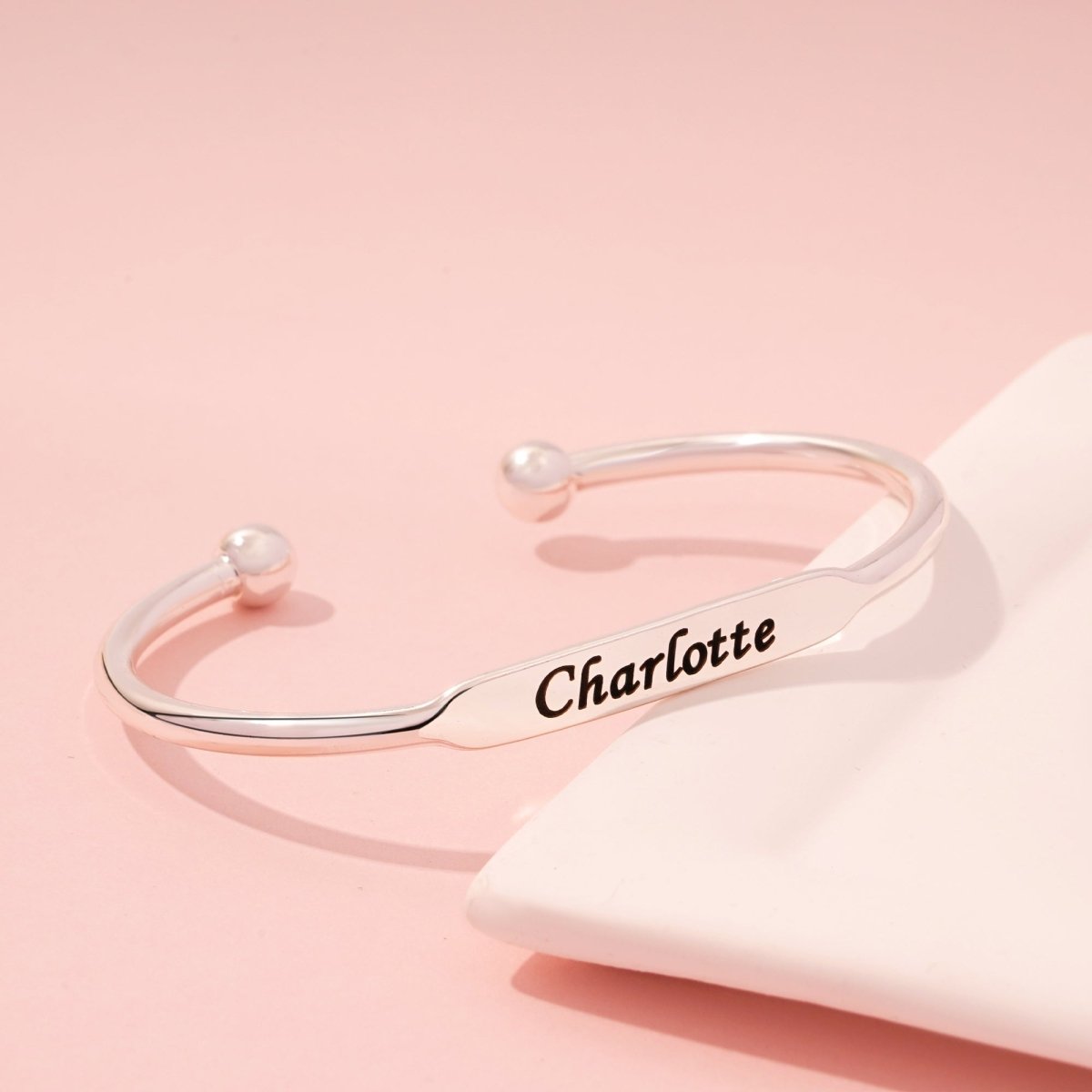 Personalized Sterling Silver Children's Bangle Bracelet - Glaxias