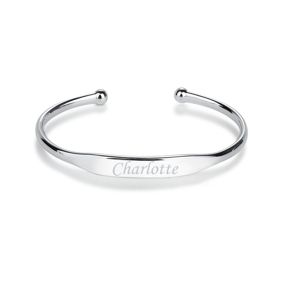 Personalized Sterling Silver Children's Bangle Bracelet - Glaxias