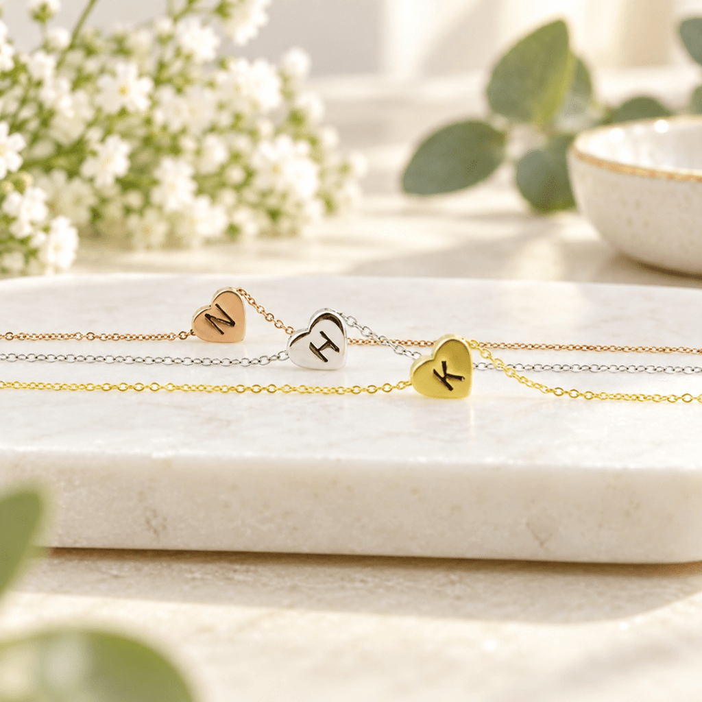 Personalized Tiny Heart Baby Initial Bracelet - Glaxias