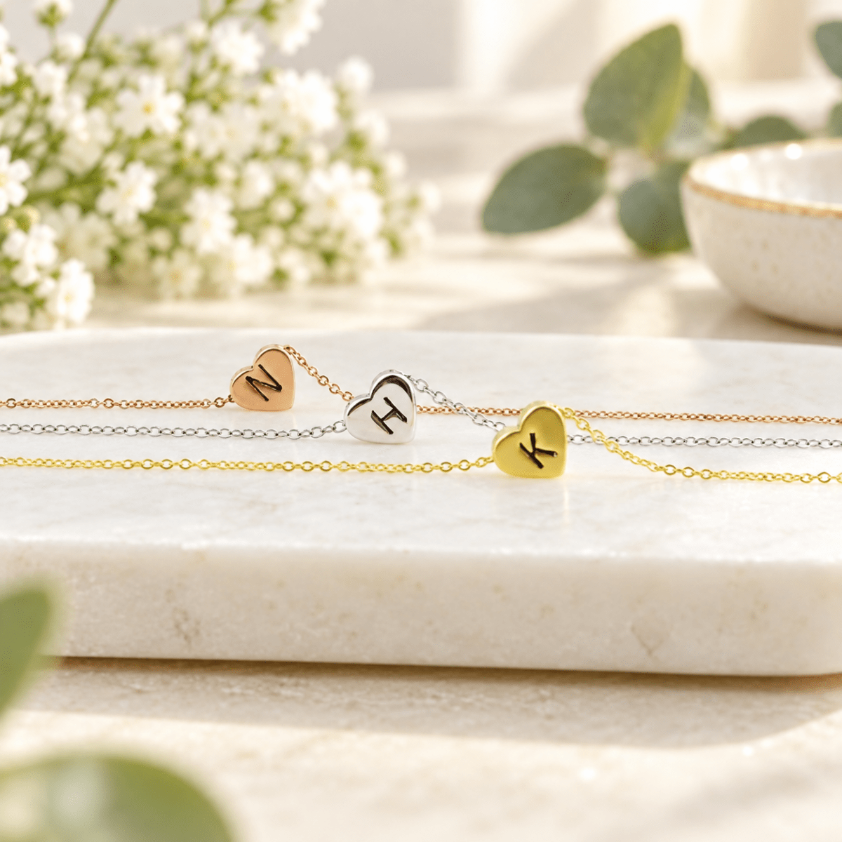 Personalized Tiny Heart Baby Initial Bracelet - Glaxias