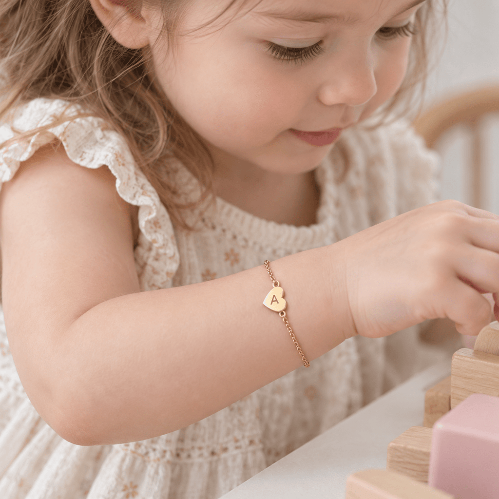 Personalized Tiny Heart Baby Initial Bracelet - Glaxias