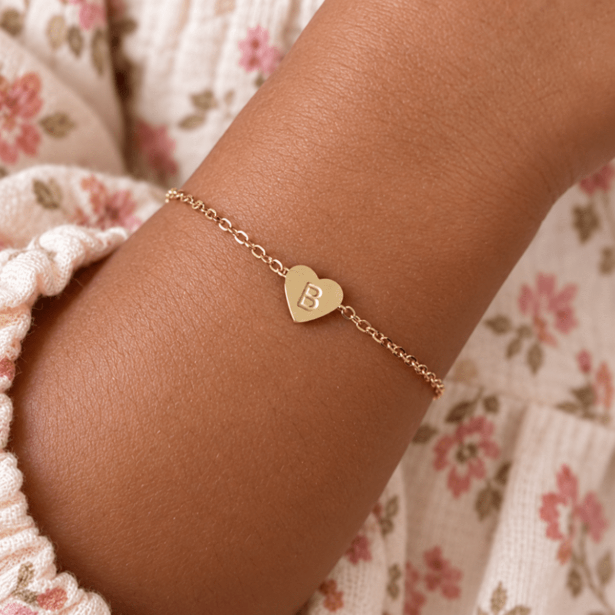 Personalized Tiny Heart Baby Initial Bracelet - Glaxias