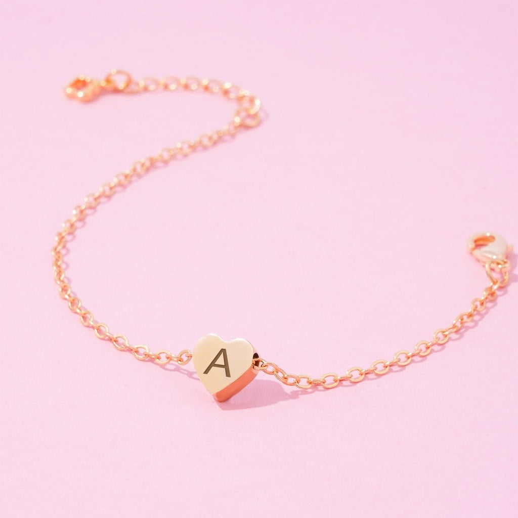 Personalized Tiny Heart Baby Initial Bracelet - Glaxias