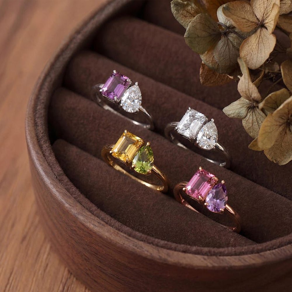 Personalized Toi Et Moi Birthstone Ring for Couples - Glaxias