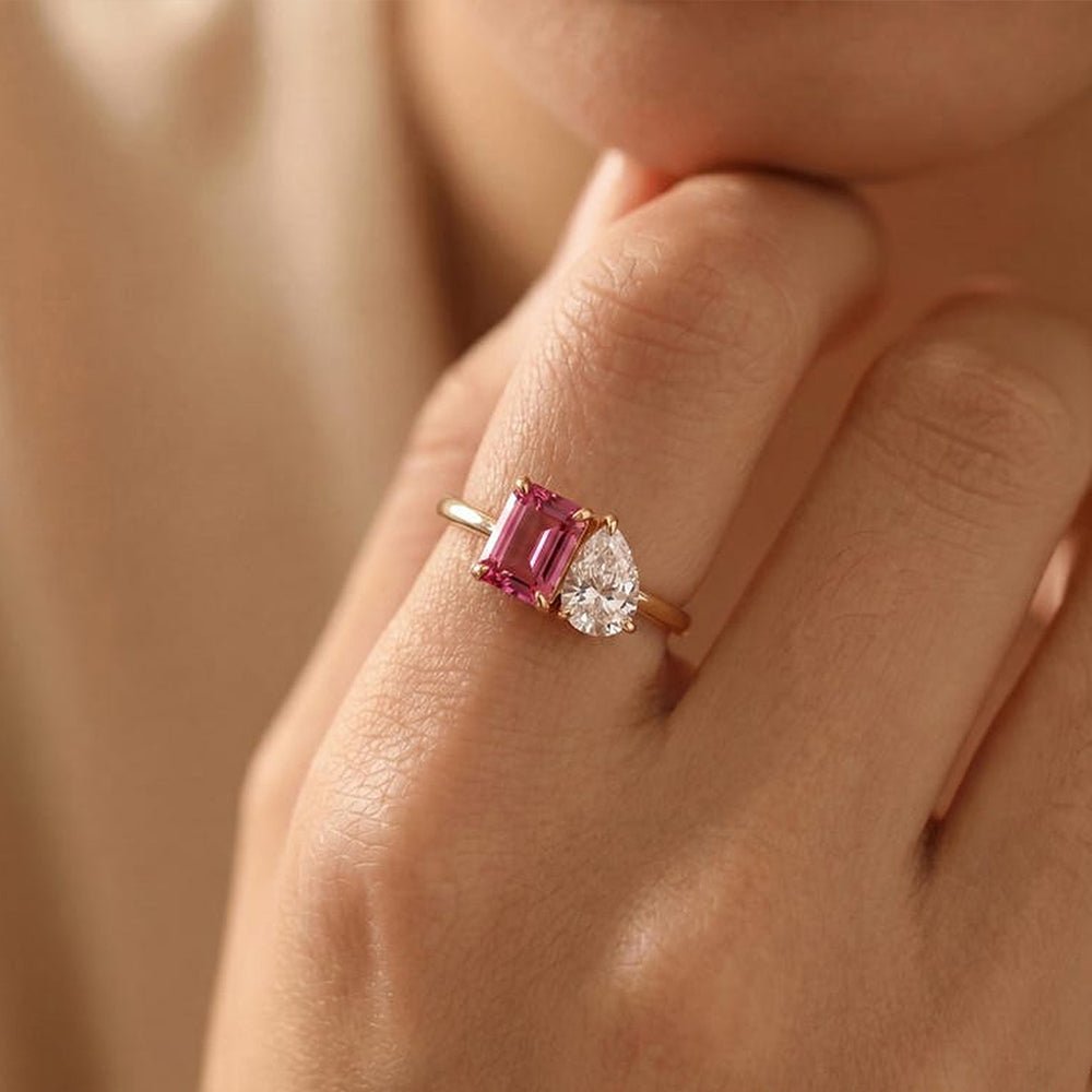 Personalized Toi Et Moi Birthstone Ring for Couples - Glaxias