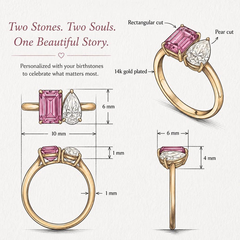 Personalized Toi Et Moi Birthstone Ring for Couples - Glaxias