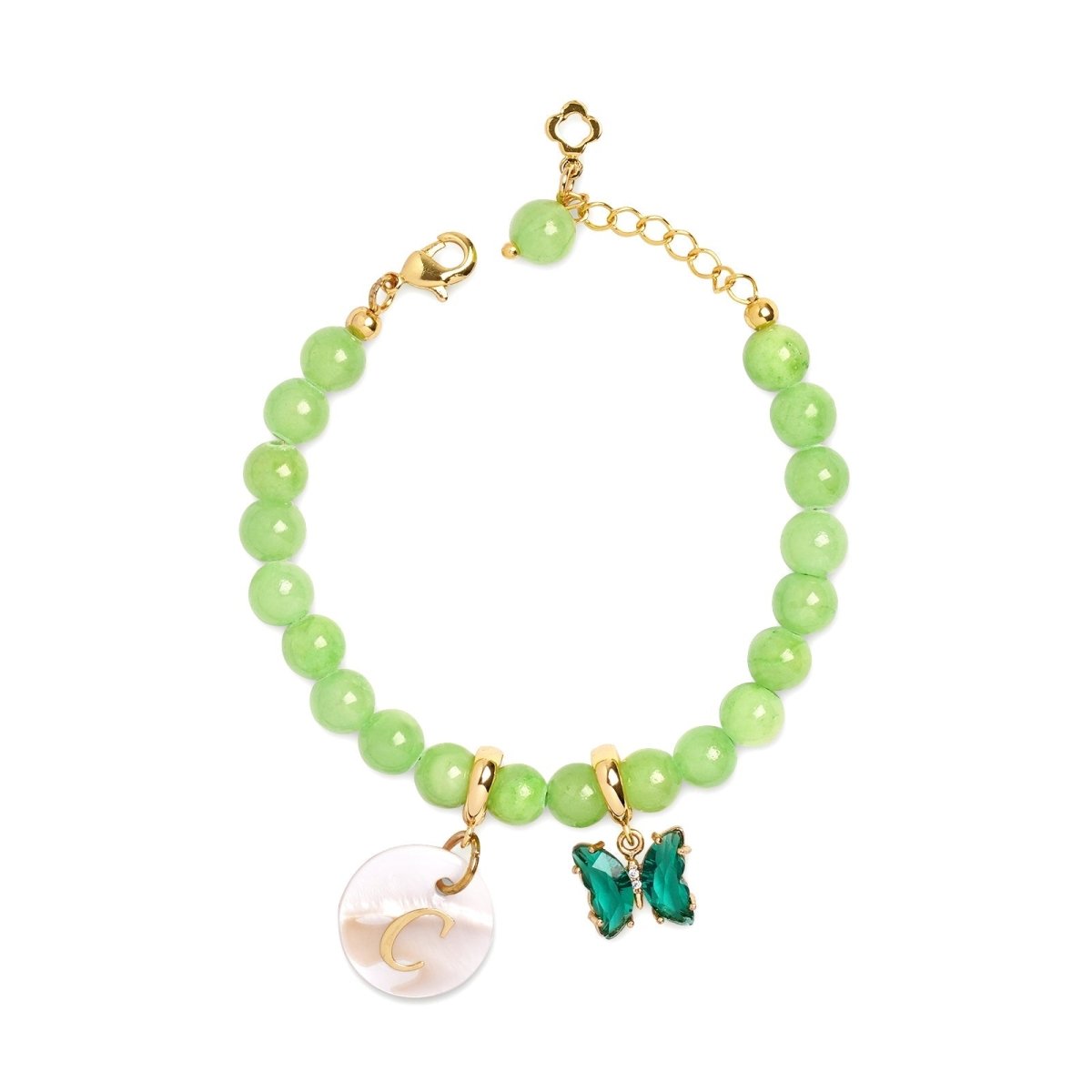 Pesonalized Girls Initial and Birthstone Gemstone Bracelet - Glaxias