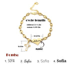 Pig Nose Chain Engravable Heart and Cross Charm Bracelet for Girls - Glaxias