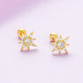 Radiant Starburst CZ Grils Stud Earrings - Glaxias