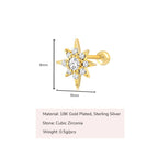 Radiant Starburst CZ Grils Stud Earrings - Glaxias