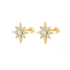 Radiant Starburst CZ Grils Stud Earrings - Glaxias