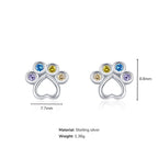 Rainbow Gem Puppy Paw Girls Earrings - Glaxias