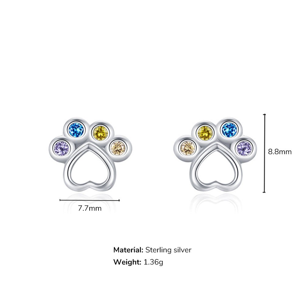 Rainbow Gem Puppy Paw Girls Earrings - Glaxias