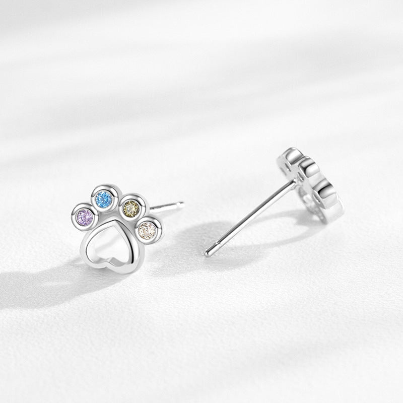 Rainbow Gem Puppy Paw Girls Earrings - Glaxias