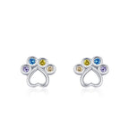 Rainbow Gem Puppy Paw Girls Earrings - Glaxias