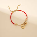Red Rope Engravable Name Children's Bell Bracelet - Glaxias