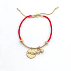 Red Rope Engravable Name Children's Bell Bracelet - Glaxias