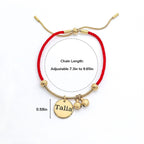 Red Rope Engravable Name Children's Bell Bracelet - Glaxias