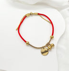 Red Rope Engravable Name Children's Bell Bracelet - Glaxias
