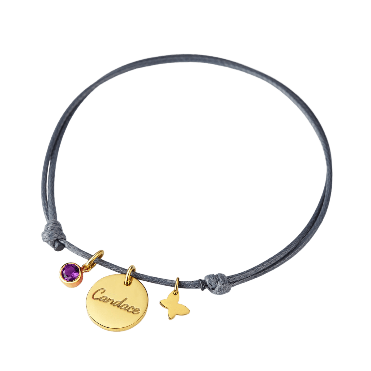 Rope Braided Round Name Birthstone Bracelet - Glaxias