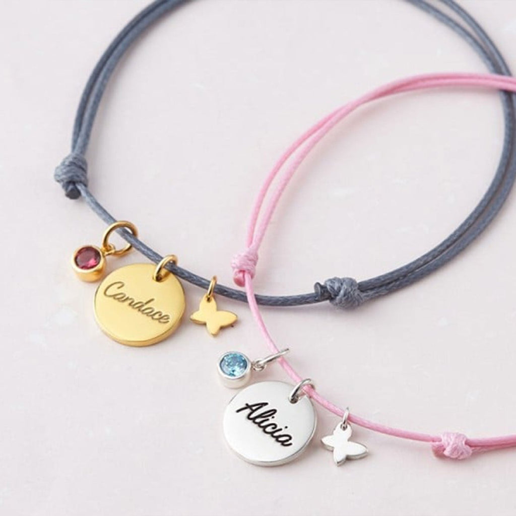 Rope Braided Round Name Birthstone Bracelet - Glaxias