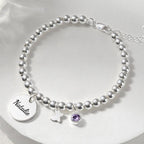 Round Small Pendant Birthstone Name Bracelet - Glaxias