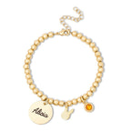 Round Small Pendant Birthstone Name Bracelet - Glaxias