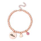 Round Small Pendant Birthstone Name Bracelet - Glaxias