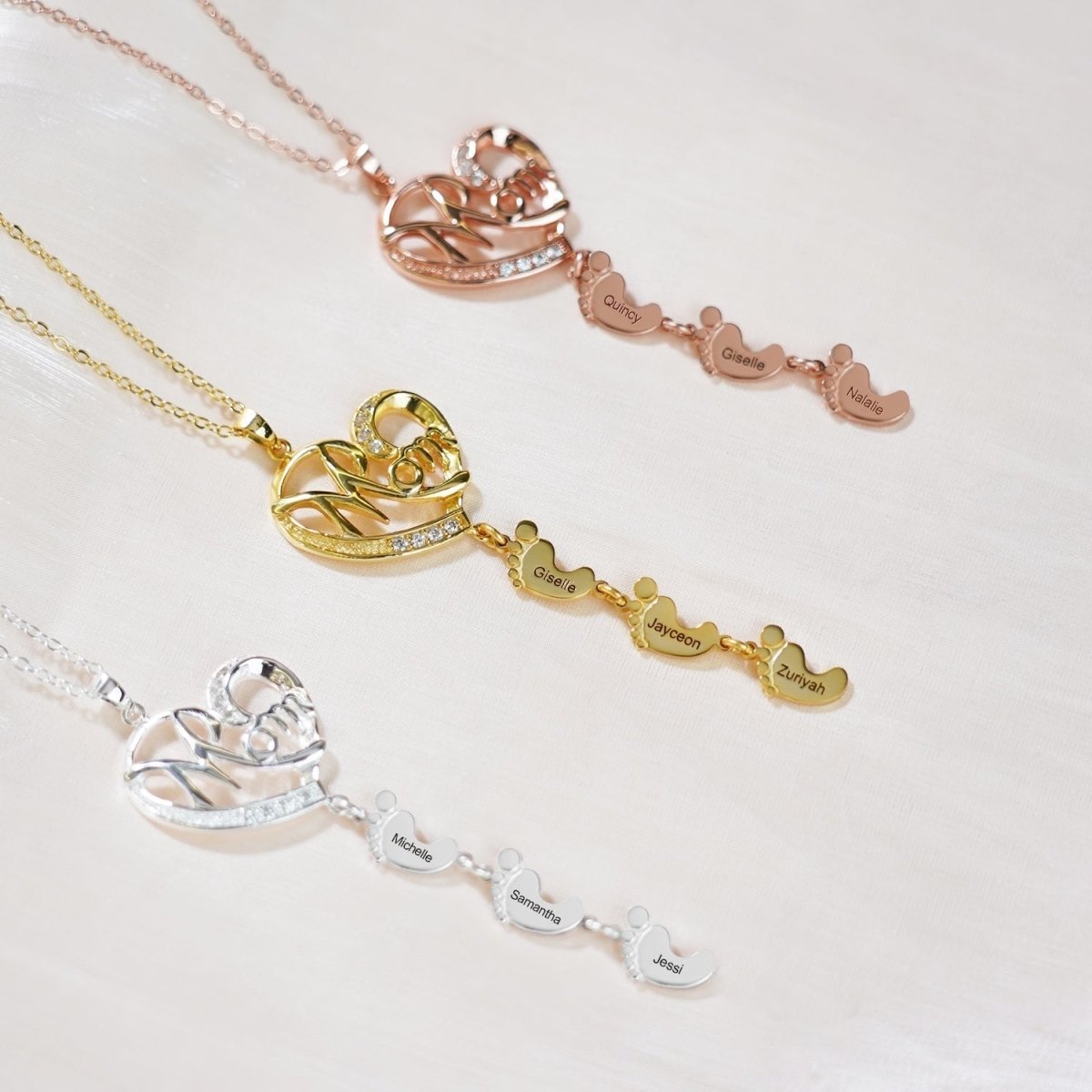 S925 Persenalized Mother's Day Necklace with Feet - Glaxias