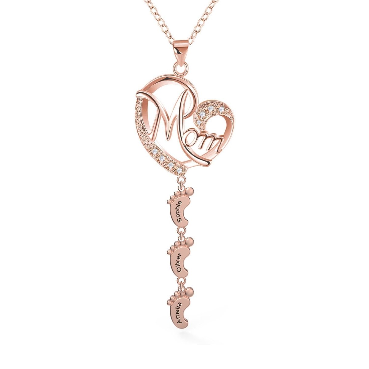 S925 Persenalized Mother's Day Necklace with Feet - Glaxias
