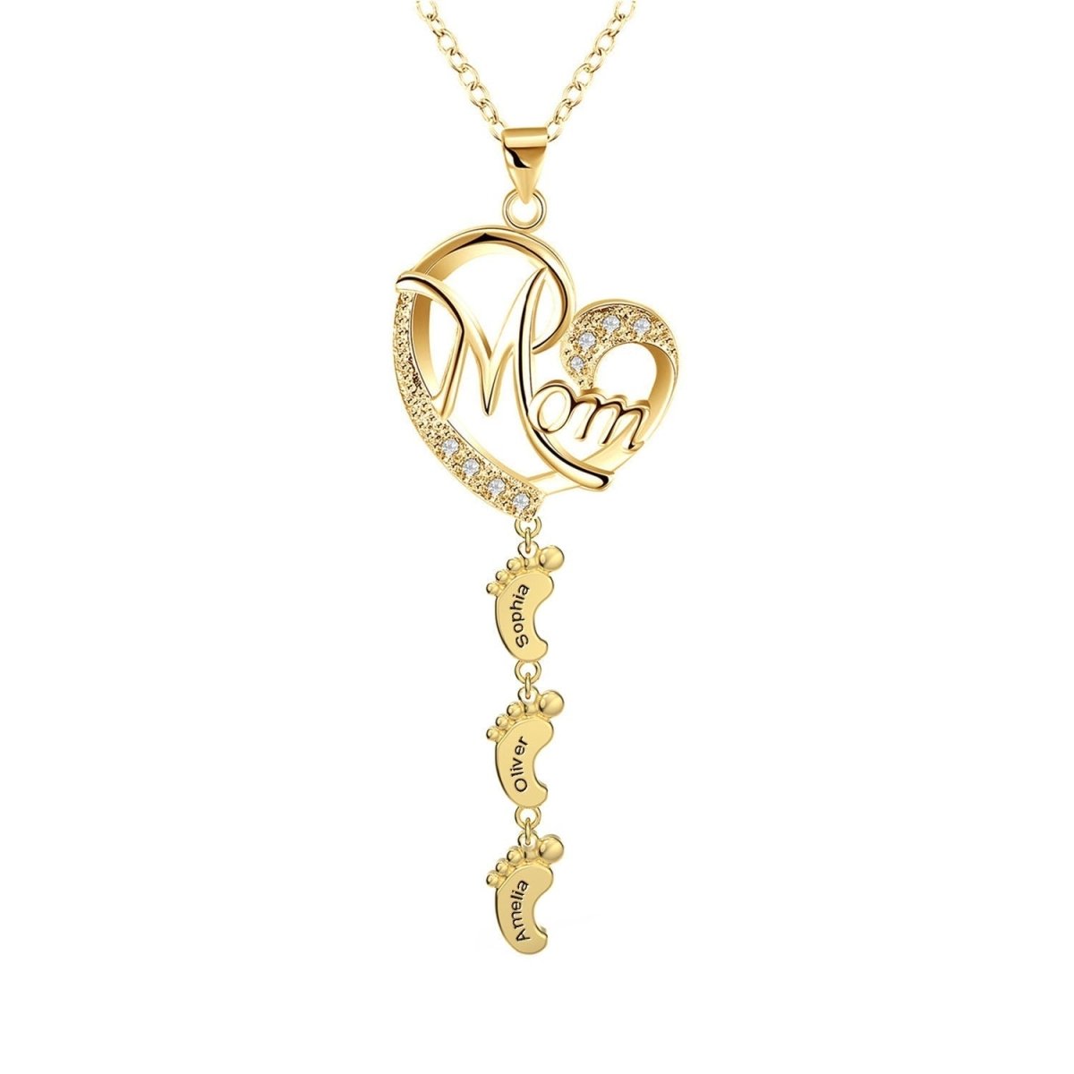 S925 Persenalized Mother's Day Necklace with Feet - Glaxias