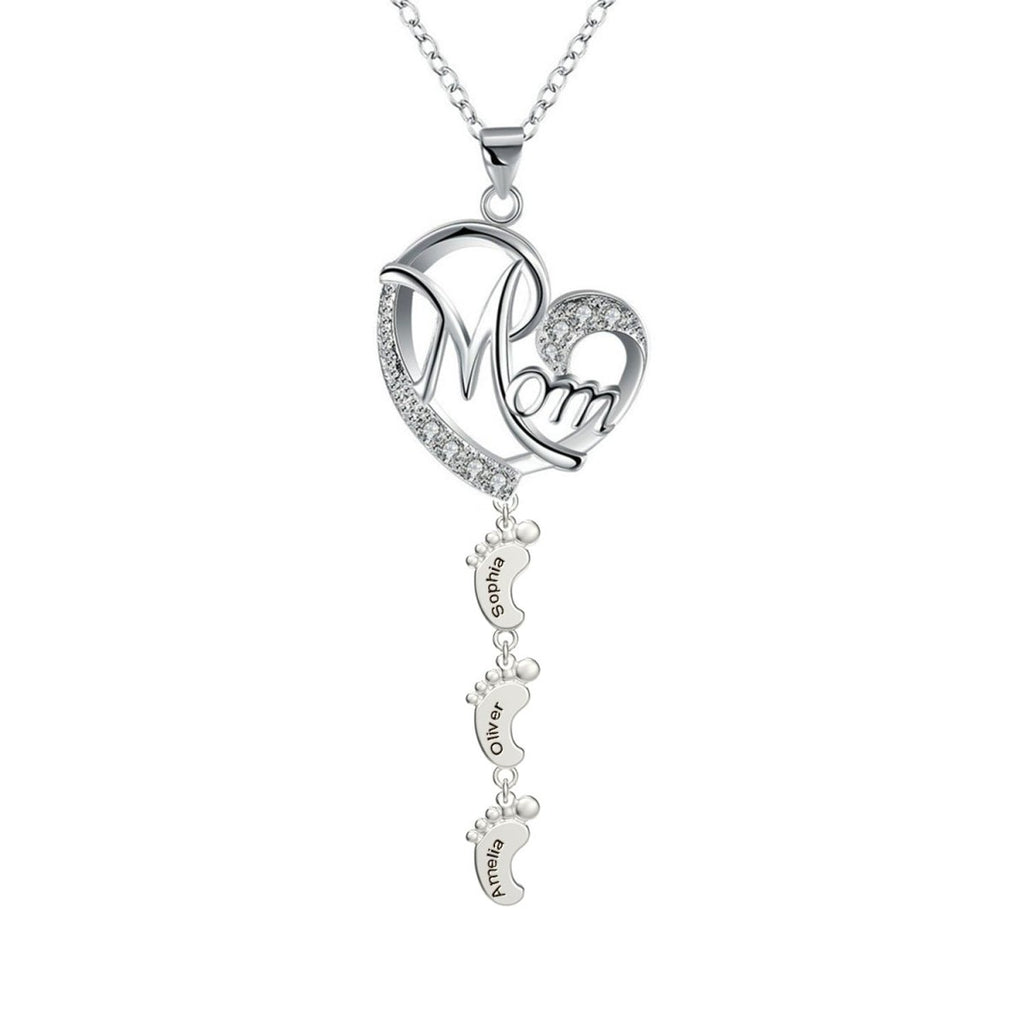 S925 Persenalized Mother's Day Necklace with Feet - Glaxias