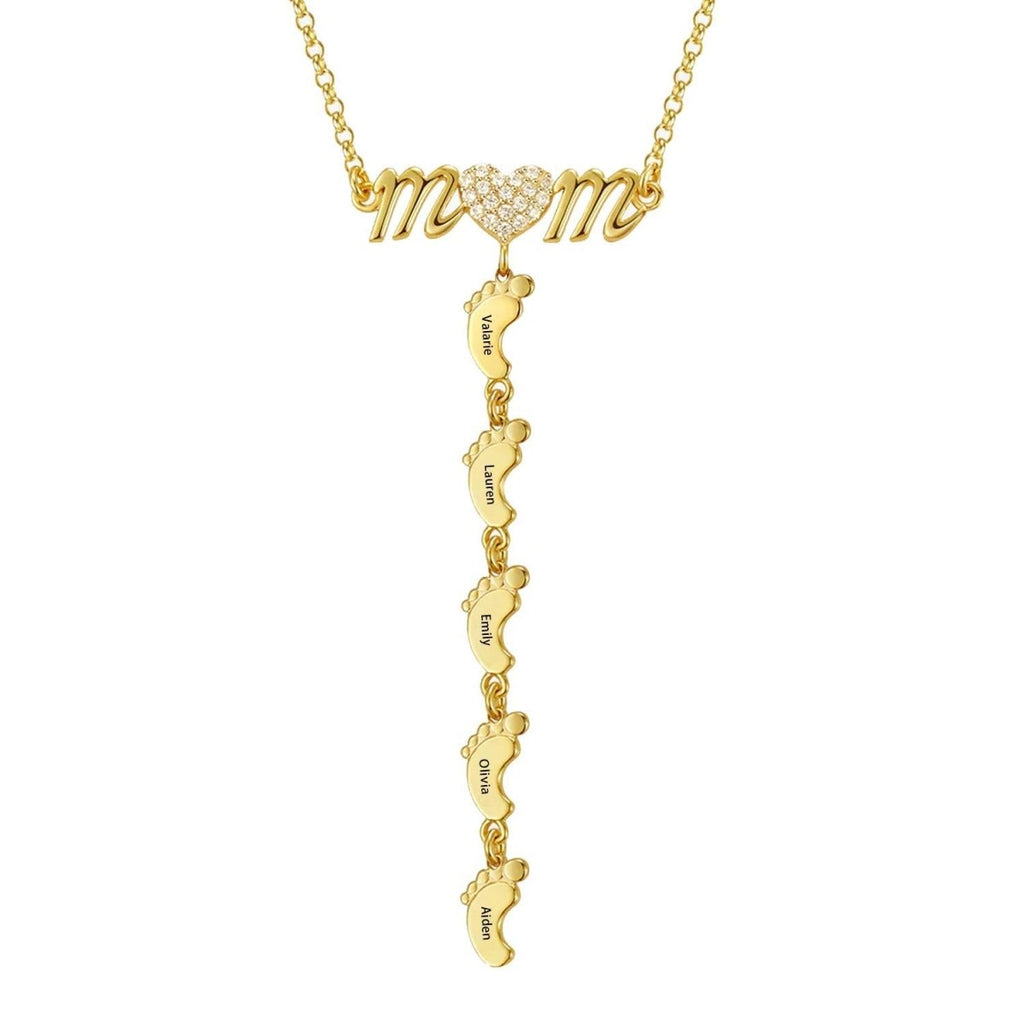 S925 Personalized Mother's Day Necklace With Baby Feet - Glaxias