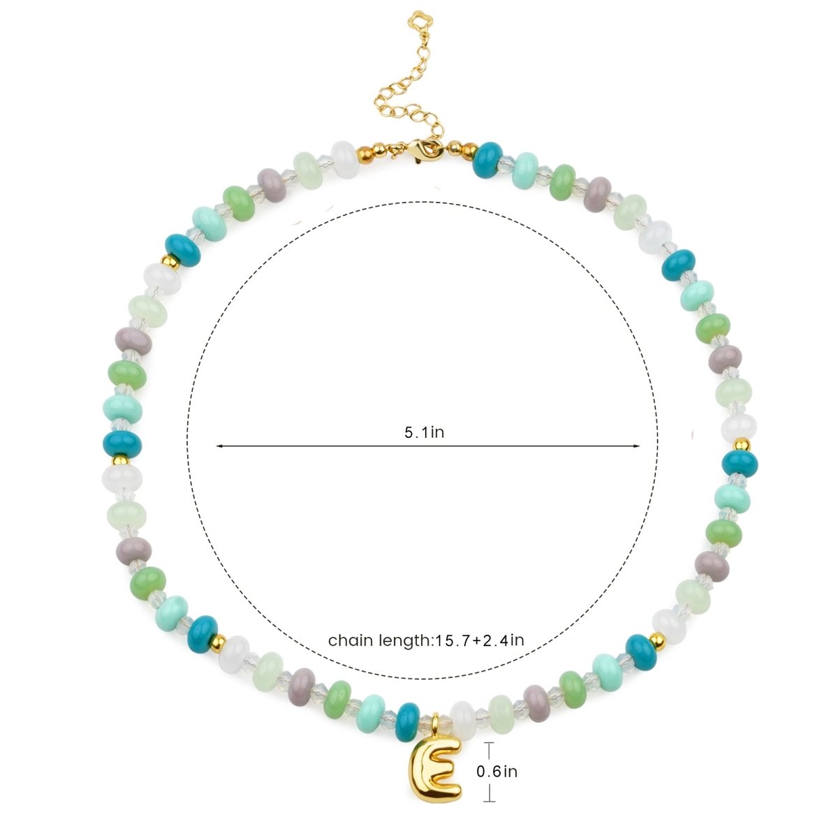 Soft Green Girls Personalized Puffy Letter Pendant Necklace - Glaxias