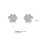 Sparkling Paw Print CZ Kids Stud Earrings - Glaxias