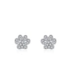 Sparkling Paw Print CZ Kids Stud Earrings - Glaxias