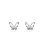 Sterling Silver Butterfly CZ Kids Stud Earrings - Glaxias