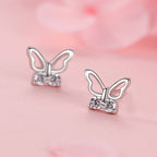 Sterling Silver Butterfly CZ Kids Stud Earrings - Glaxias