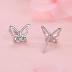 Sterling Silver Butterfly CZ Kids Stud Earrings - Glaxias