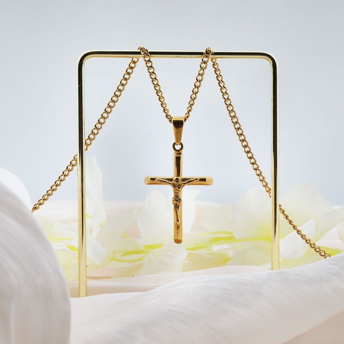 Sterling Silver Cross Kids Necklace - Glaxias
