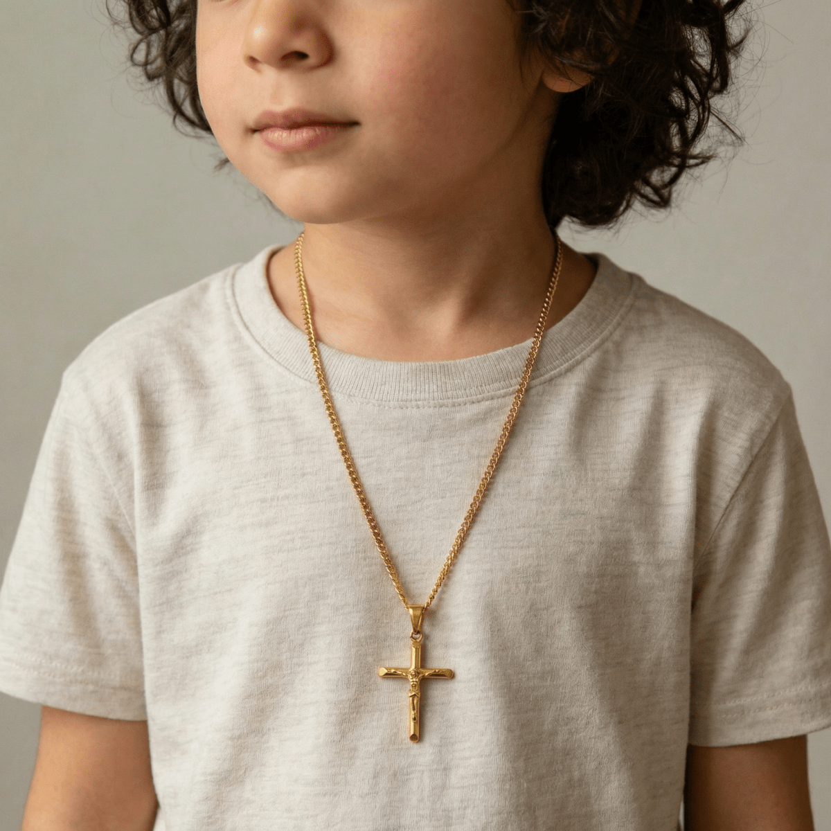 Sterling Silver Cross Kids Necklace - Glaxias