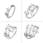 Sterling Silver Custom 4 Nameplate Rings - Glaxias