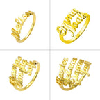 Sterling Silver Custom 4 Nameplate Rings - Glaxias
