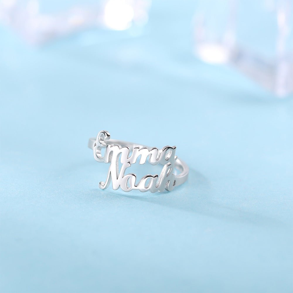 Sterling Silver Custom 4 Nameplate Rings - Glaxias