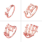 Sterling Silver Custom 4 Nameplate Rings - Glaxias