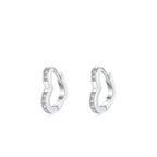 Sterling Silver CZ Heart Huggie Earrings for Girls - Glaxias