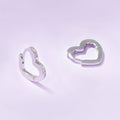 Sterling Silver CZ Heart Huggie Earrings for Girls - Glaxias