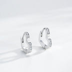 Sterling Silver CZ Heart Huggie Earrings for Girls - Glaxias