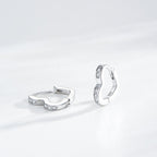 Sterling Silver CZ Heart Huggie Earrings for Girls - Glaxias