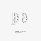 Sterling Silver CZ Heart Huggie Earrings for Girls - Glaxias